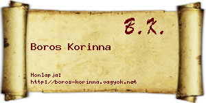 Boros Korinna névjegykártya